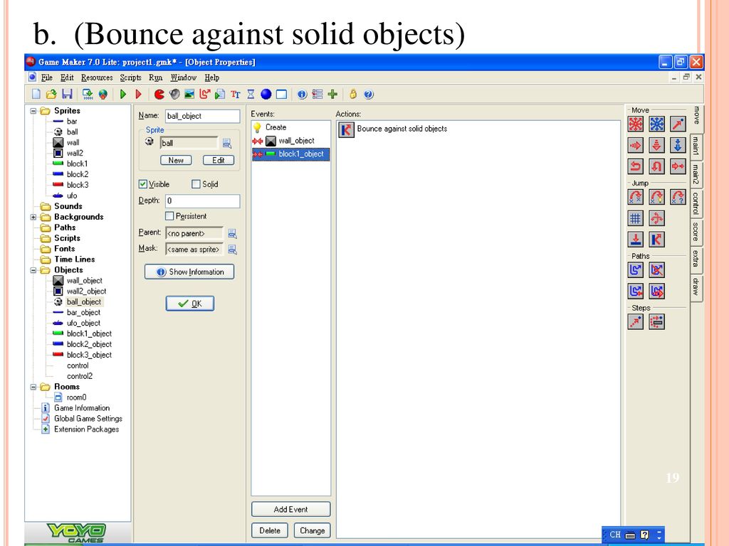 b. (Bounce against solid objects)