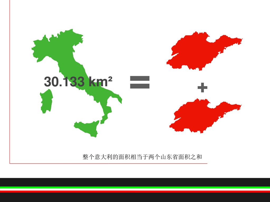 km² 整个意大利的面积相当于两个山东省面积之和