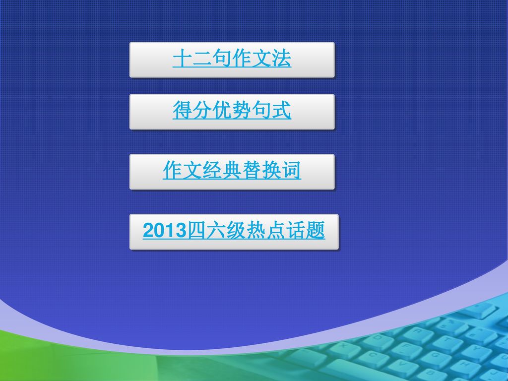 十二句作文法 得分优势句式 作文经典替换词 2013四六级热点话题