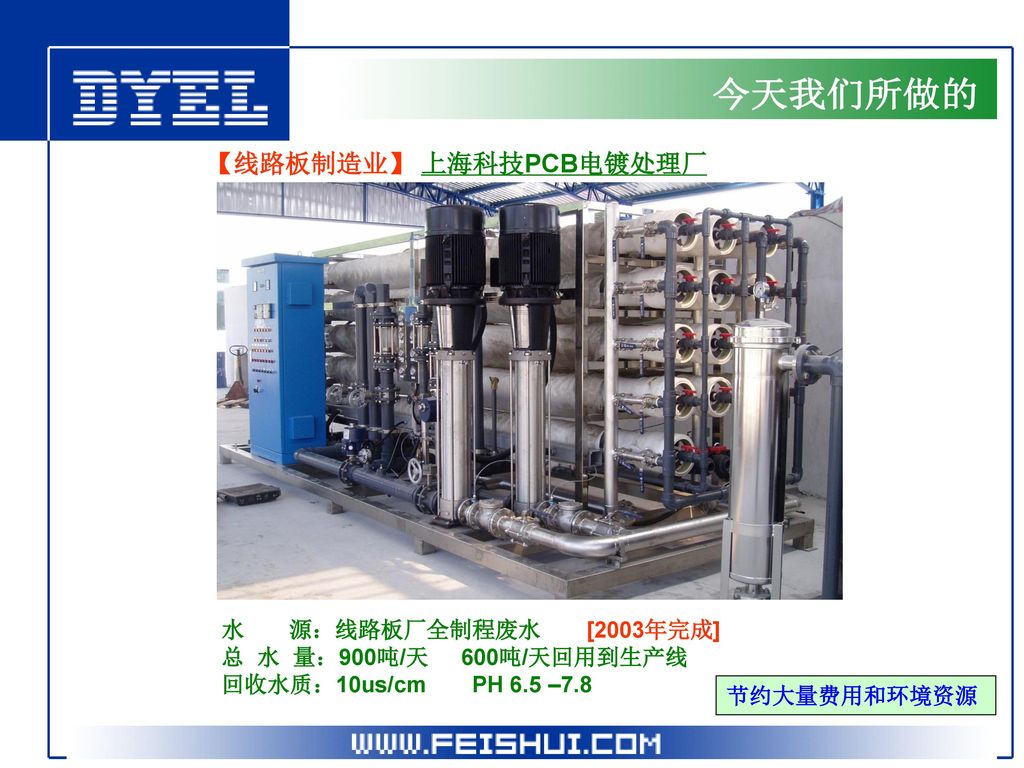 今天我们所做的 【线路板制造业】 上海科技PCB电镀处理厂 水 源：线路板厂全制程废水 [2003年完成]