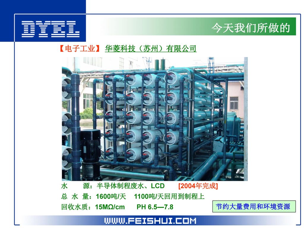 今天我们所做的 【电子工业】 华菱科技（苏州）有限公司 水 源：半导体制程废水、LCD [2004年完成]