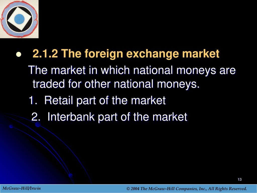 2.1.2 The foreign exchange market