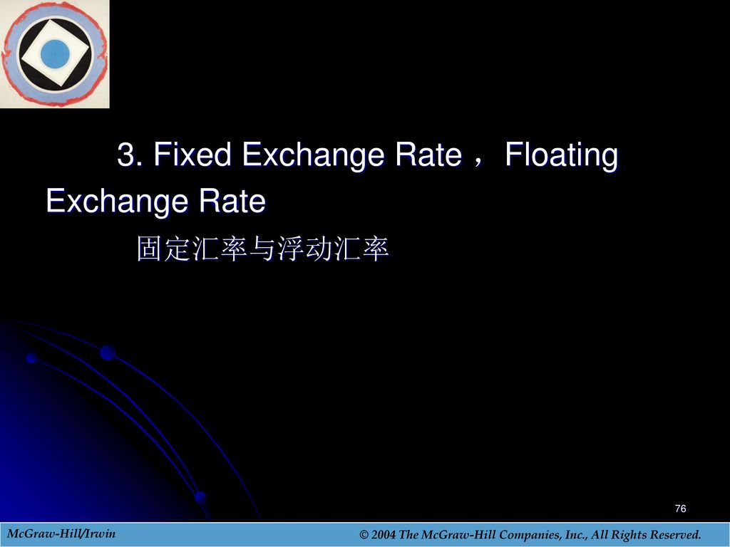 3. Fixed Exchange Rate ，Floating