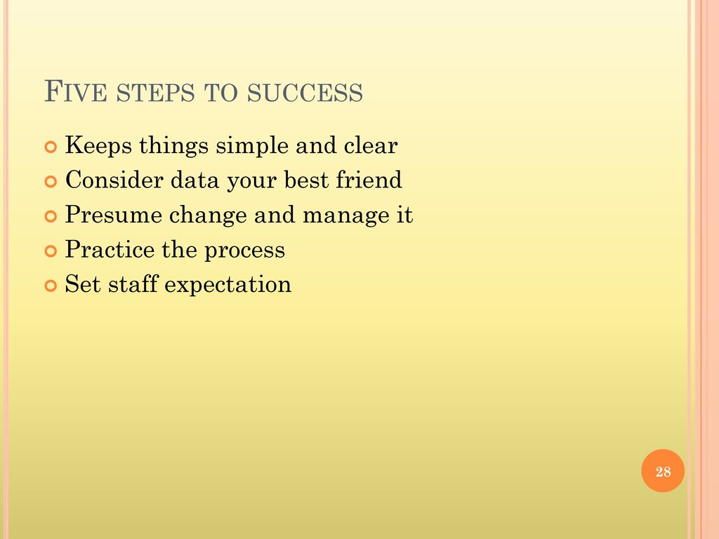 Five steps to success Keeps things simple and clear