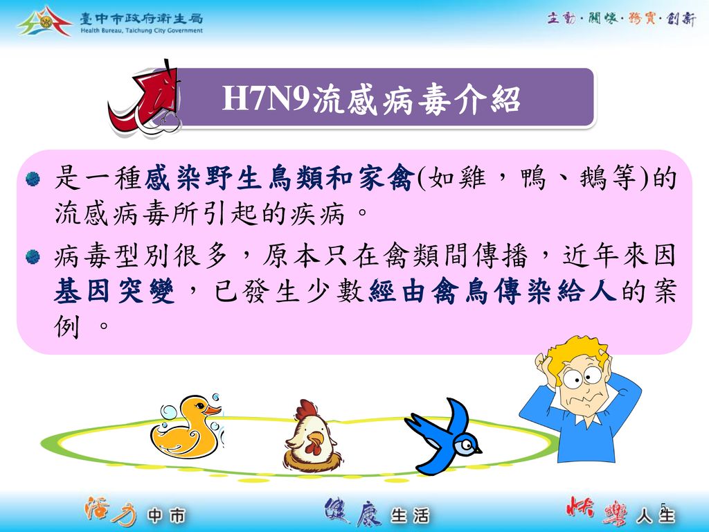 H7N9流感病毒介紹 是一種感染野生鳥類和家禽(如雞，鴨、鵝等)的流感病毒所引起的疾病。