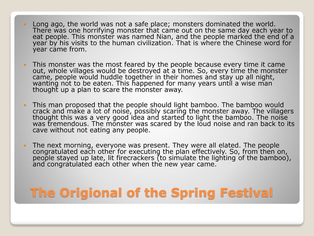 The Origional of the Spring Festival