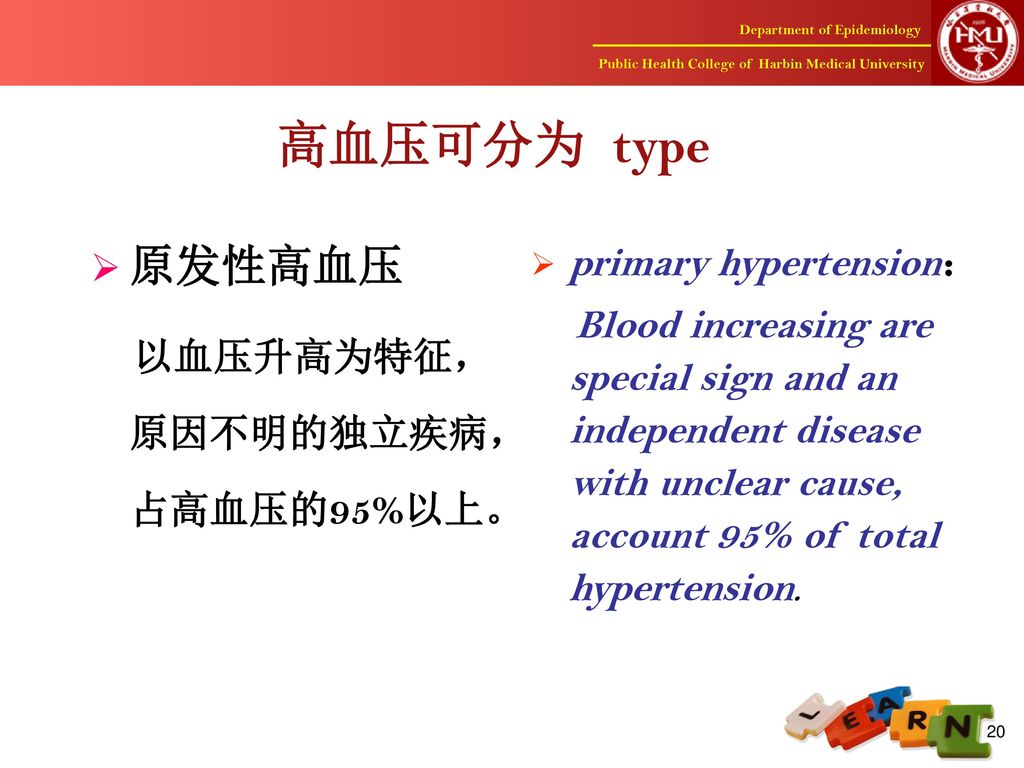 高血压可分为 type 原发性高血压 primary hypertension：