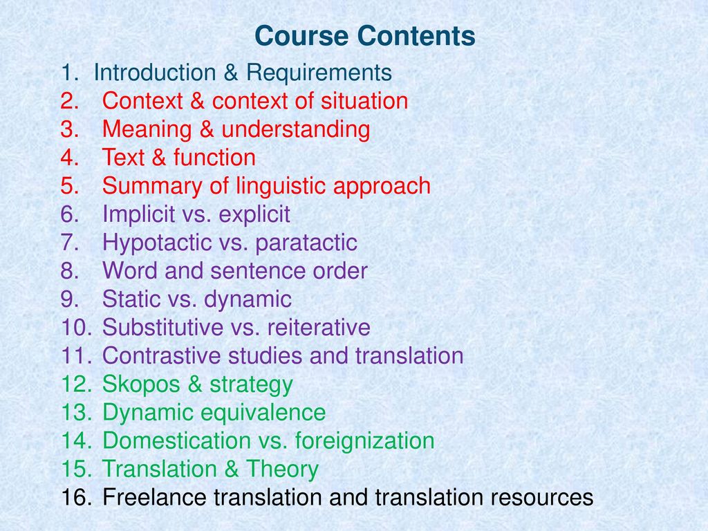 Course Contents Introduction & Requirements