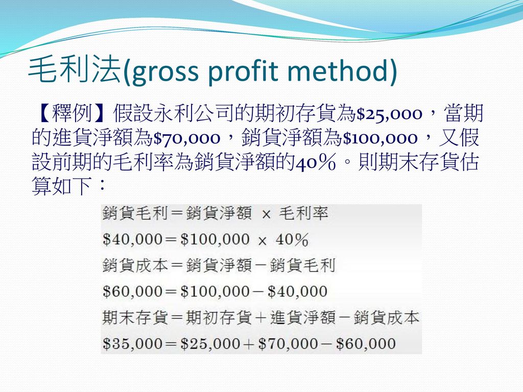 毛利法(gross profit method)