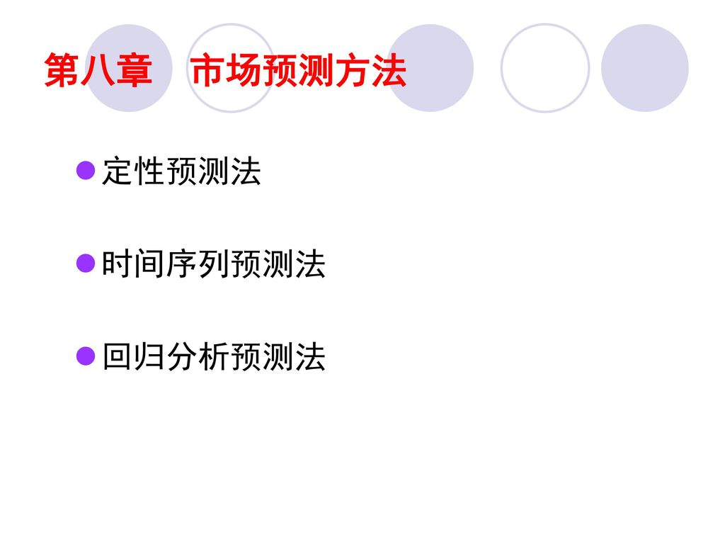 第八章 市场预测方法 定性预测法 时间序列预测法 回归分析预测法