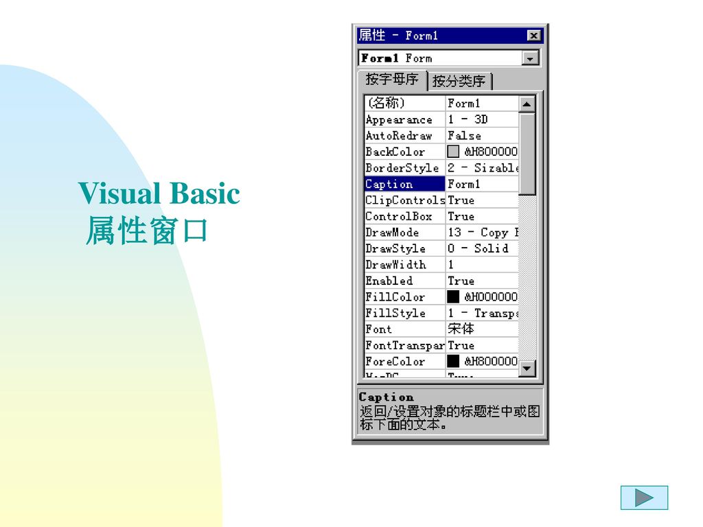 Visual Basic 属性窗口