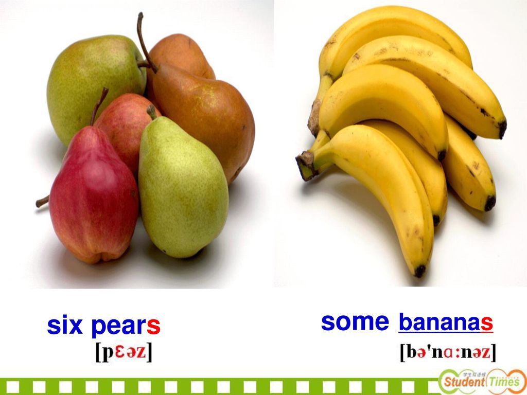 some bananas six pears