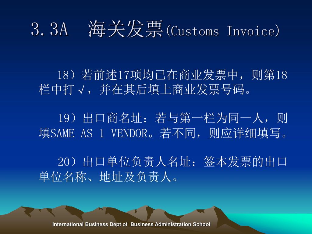 3.3A 海关发票(Customs Invoice)