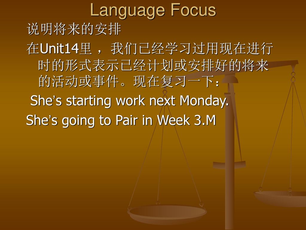 Language Focus 说明将来的安排