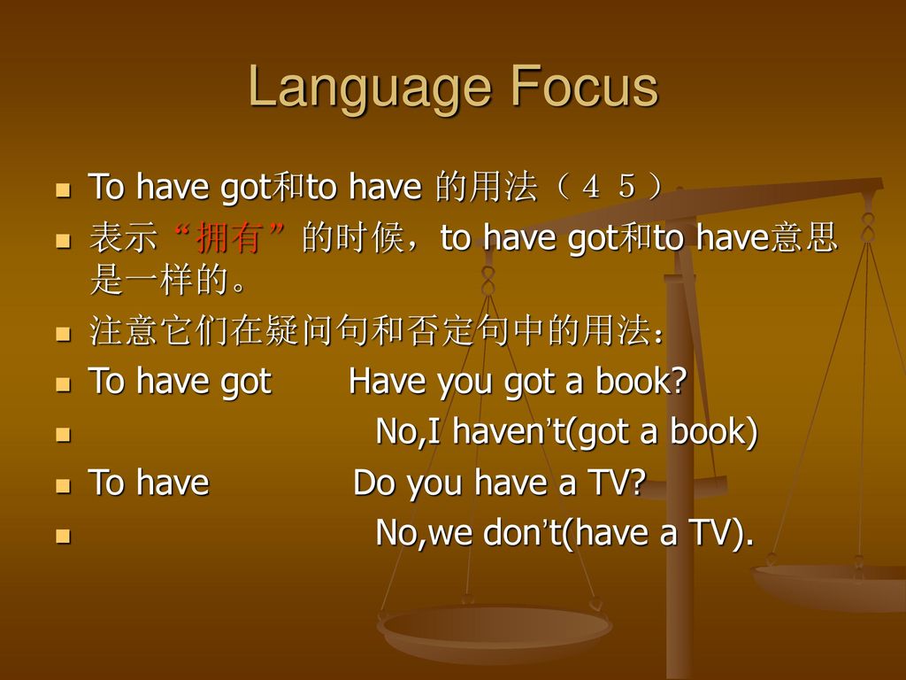 Language Focus To have got和to have 的用法（４５）