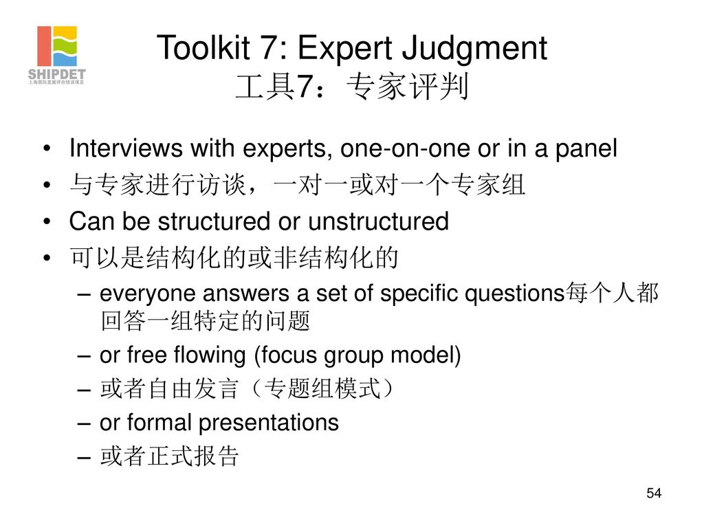 Toolkit 7: Expert Judgment 工具7：专家评判