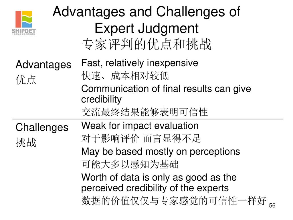 Advantages and Challenges of Expert Judgment 专家评判的优点和挑战