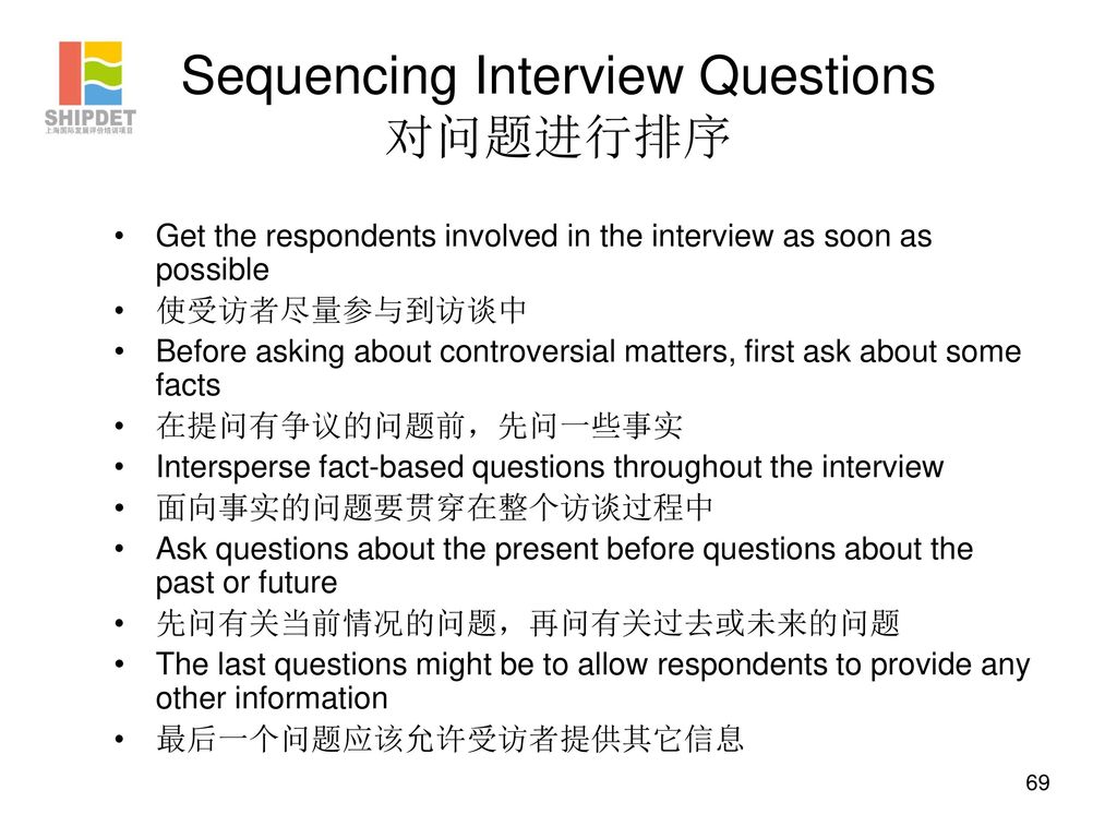 Sequencing Interview Questions 对问题进行排序