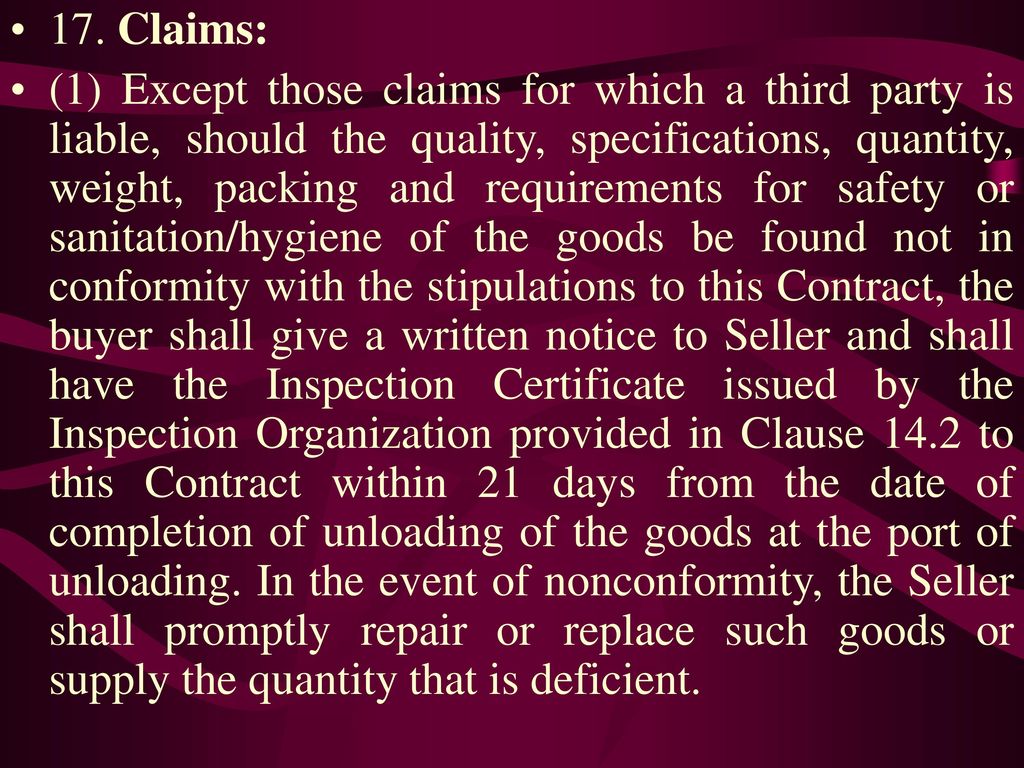 17. Claims: