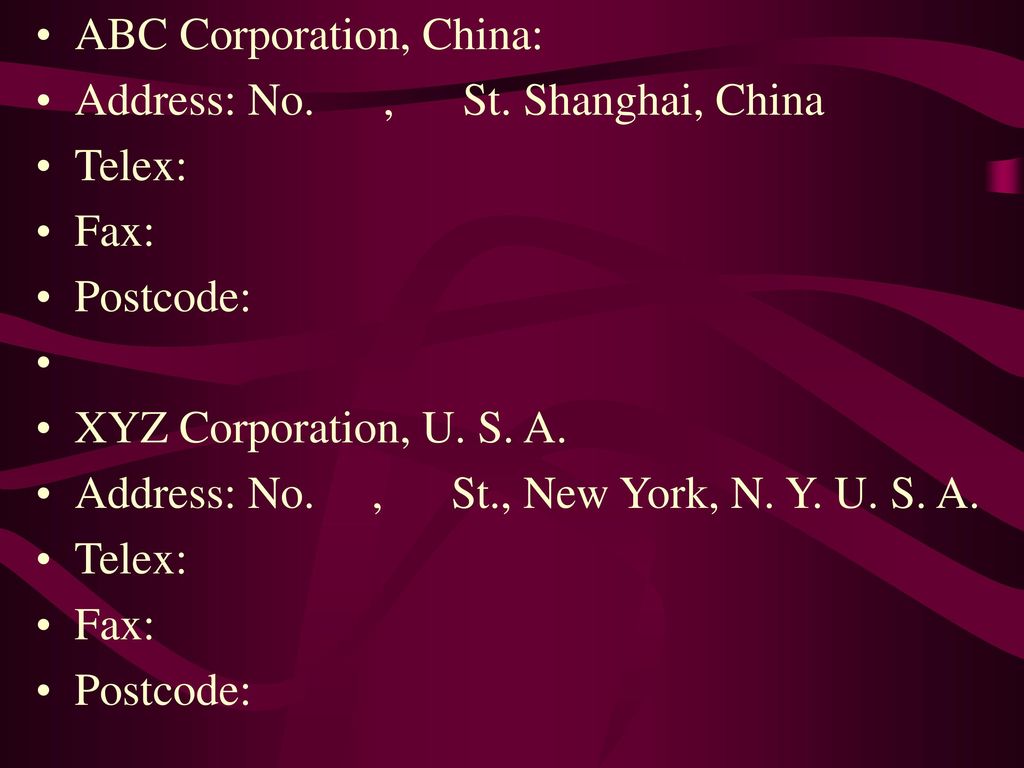 ABC Corporation, China: