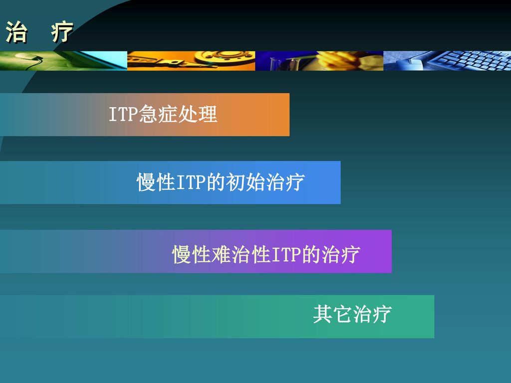 治 疗 ITP急症处理 慢性ITP的初始治疗 慢性难治性ITP的治疗 其它治疗