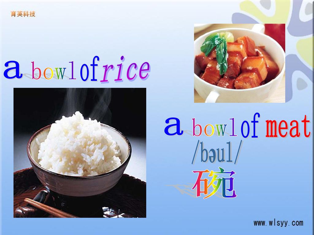 rice of a bowl of meat a bowl /bəul/ 碗