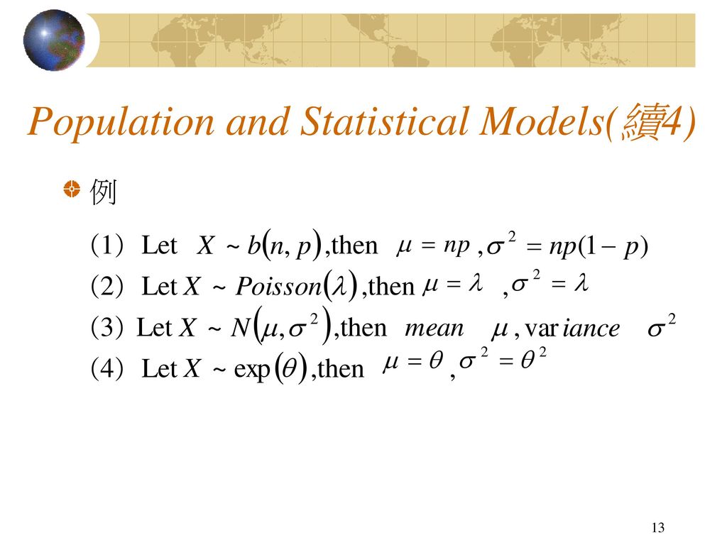 Population and Statistical Models(續4)