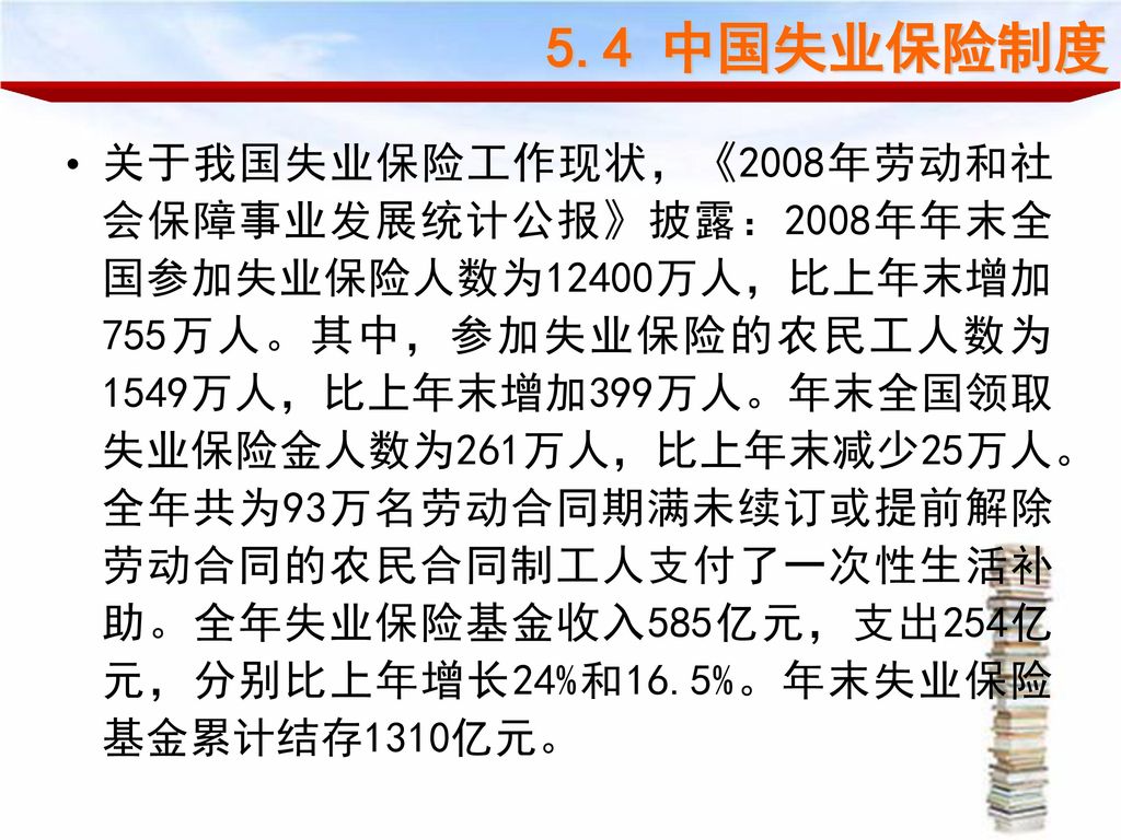 5.4 中国失业保险制度