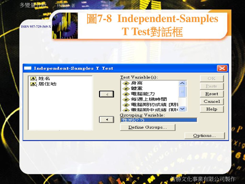 圖7-8 Independent-Samples T Test對話框