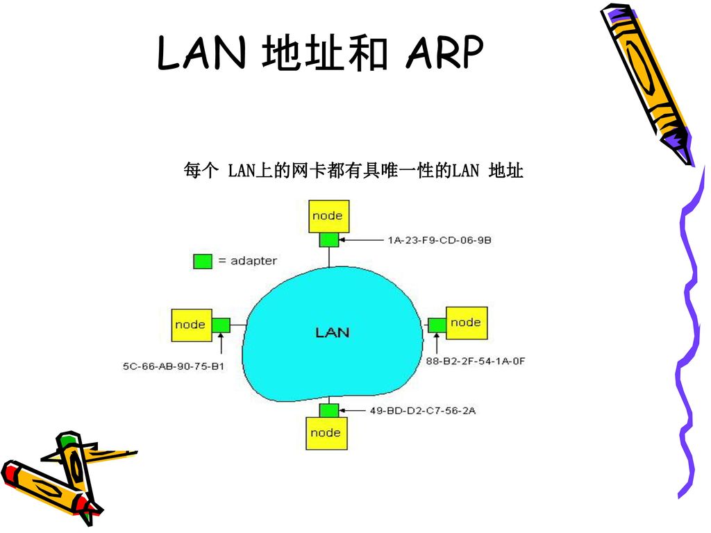 LAN 地址和 ARP 每个 LAN上的网卡都有具唯一性的LAN 地址