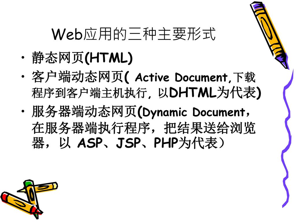 Web应用的三种主要形式 静态网页(HTML)