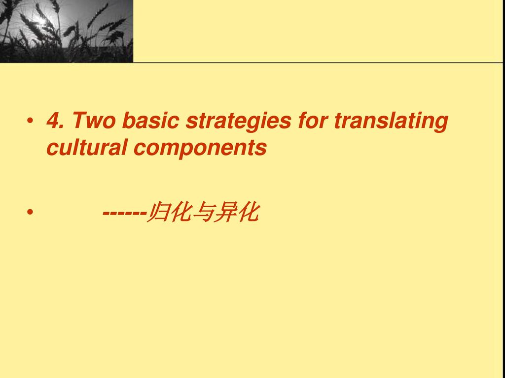 4. Two basic strategies for translating cultural components