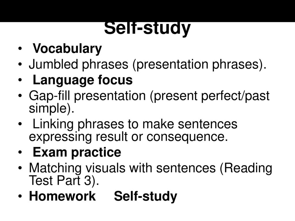 Self-study Vocabulary Jumbled phrases (presentation phrases).