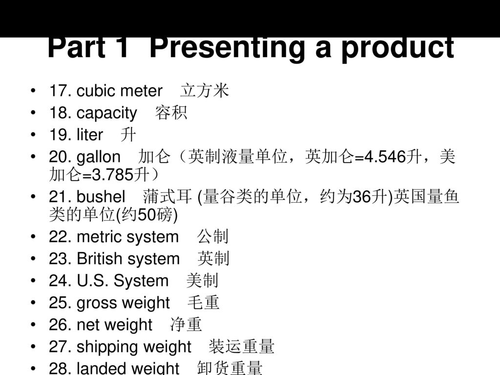 Part 1 Presenting a product