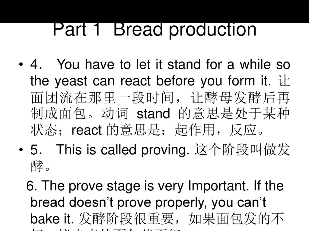 Part 1 Bread production