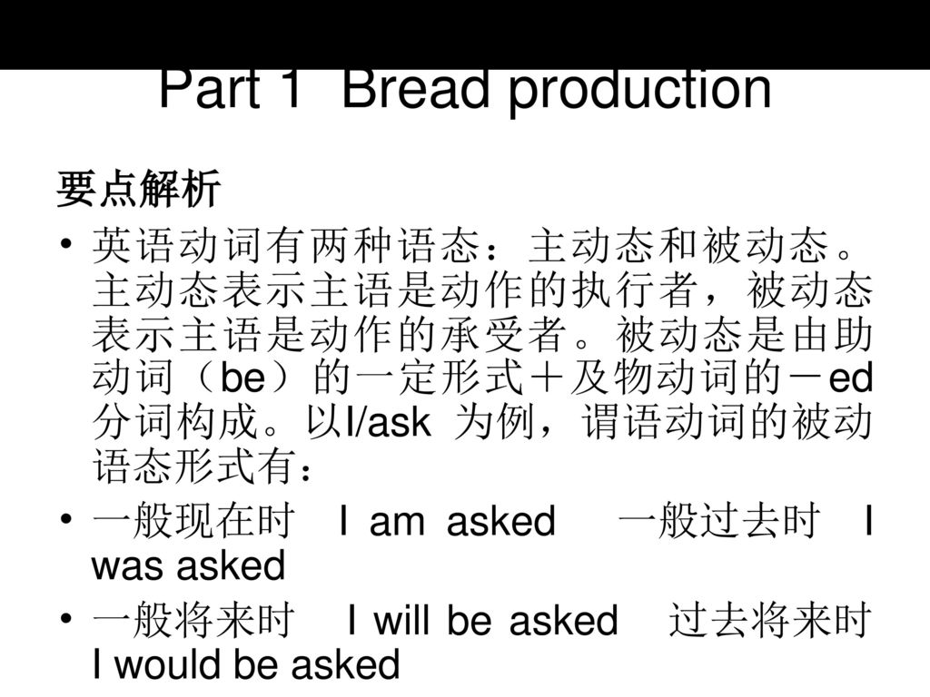 Part 1 Bread production 要点解析