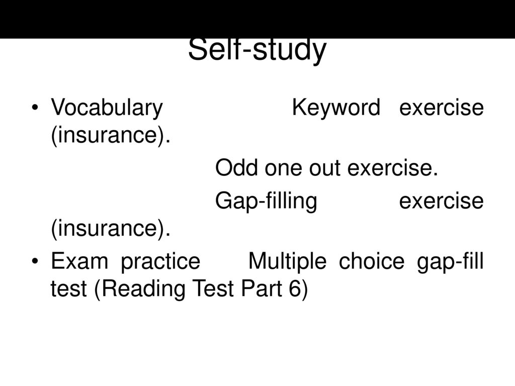 Self-study Vocabulary Keyword exercise (insurance).