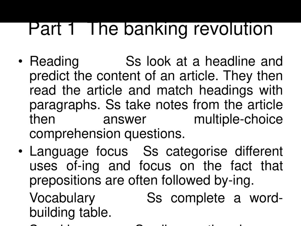 Part 1 The banking revolution