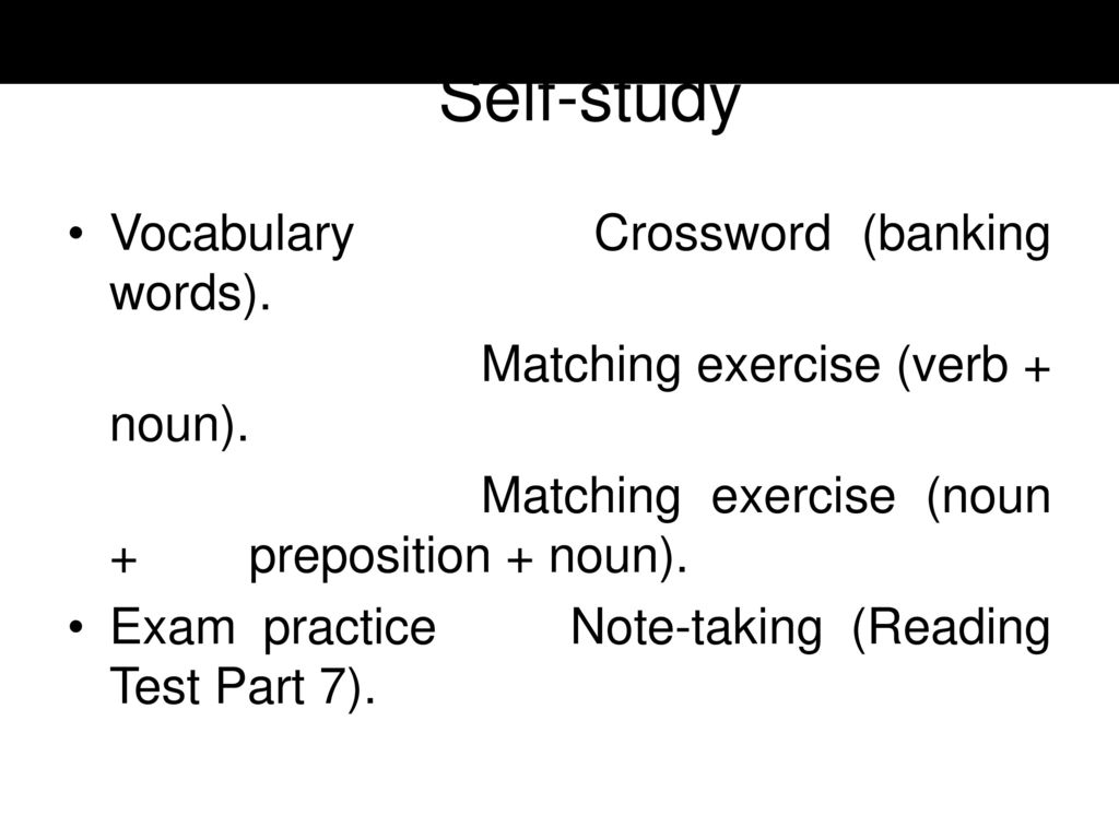 Self-study Vocabulary Crossword (banking words).