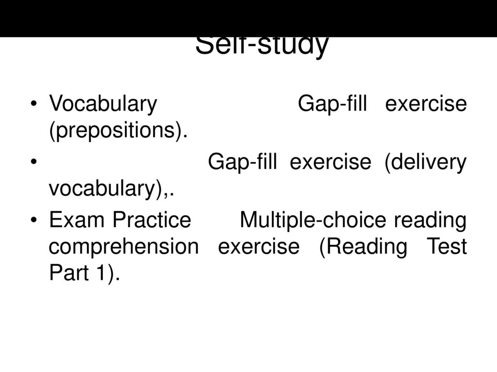 Self-study Vocabulary Gap-fill exercise (prepositions).