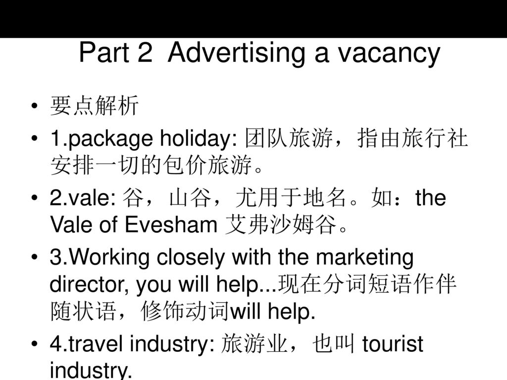 Part 2 Advertising a vacancy