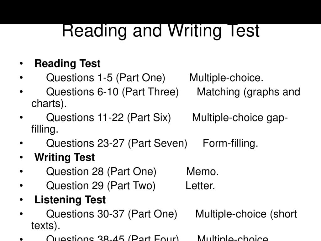 Reading and Writing Test