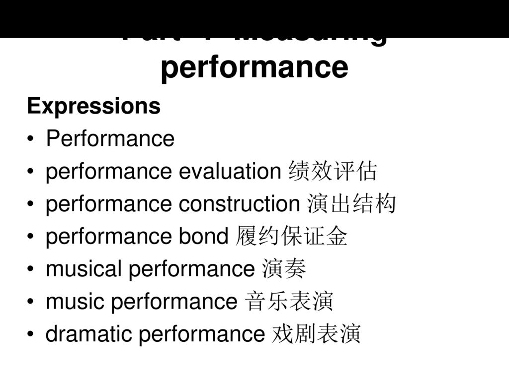 Part 1 Measuring performance