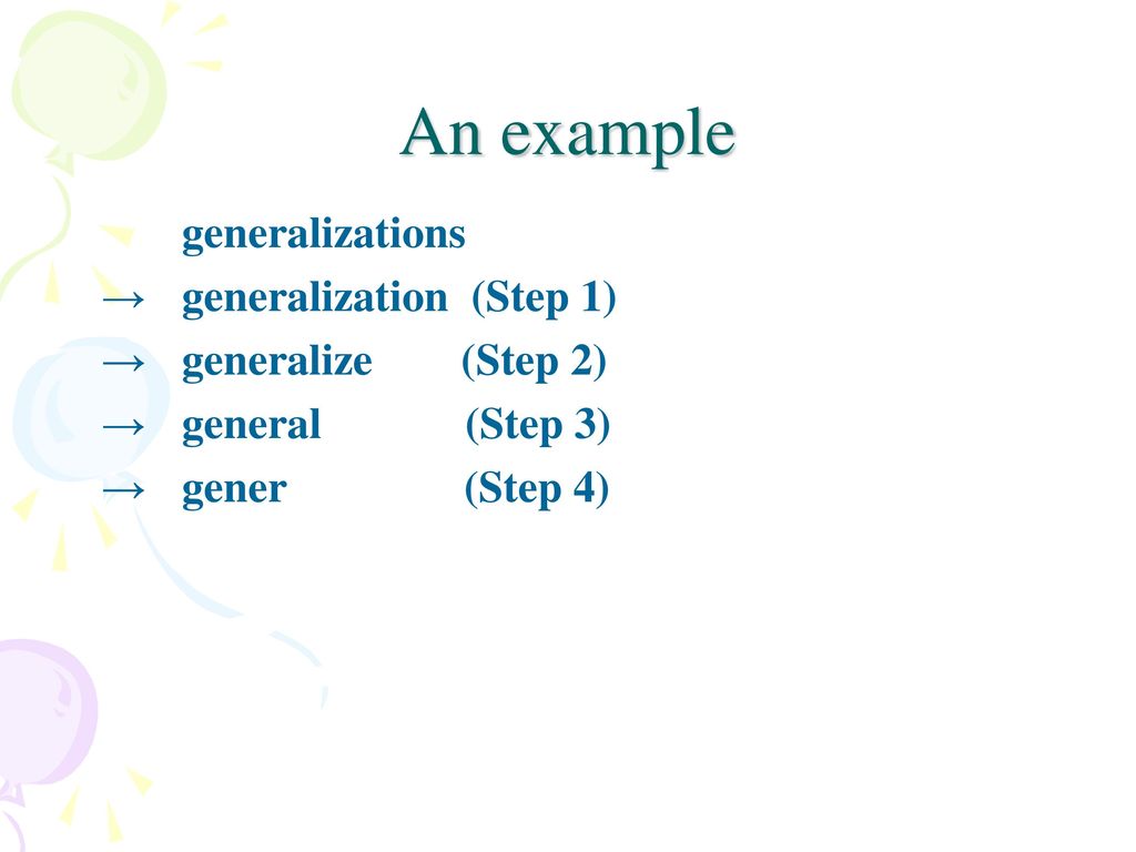 An example generalizations → generalization (Step 1)