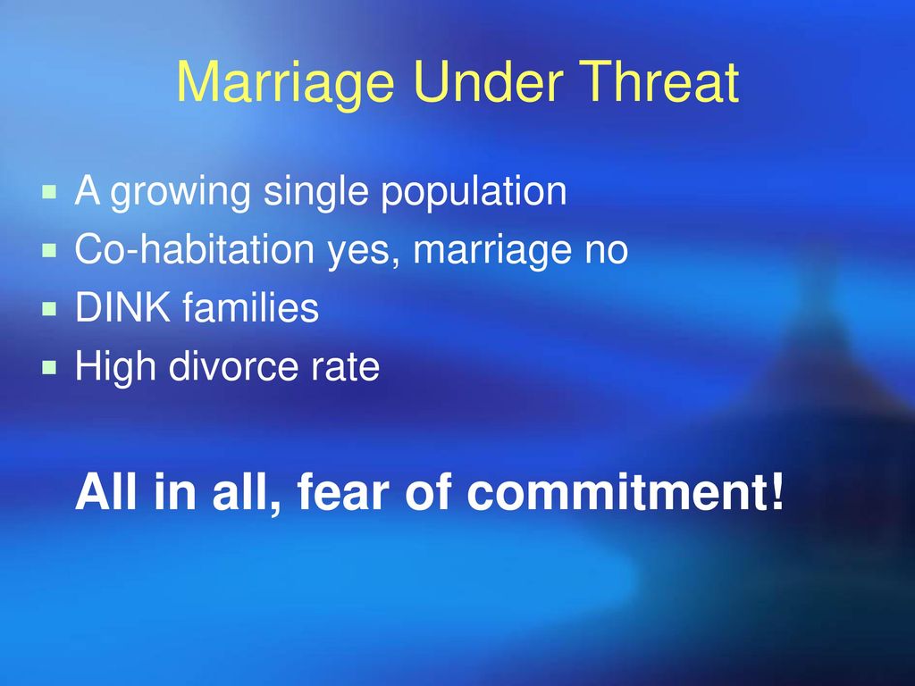 Marriage Under Threat All in all, fear of commitment!