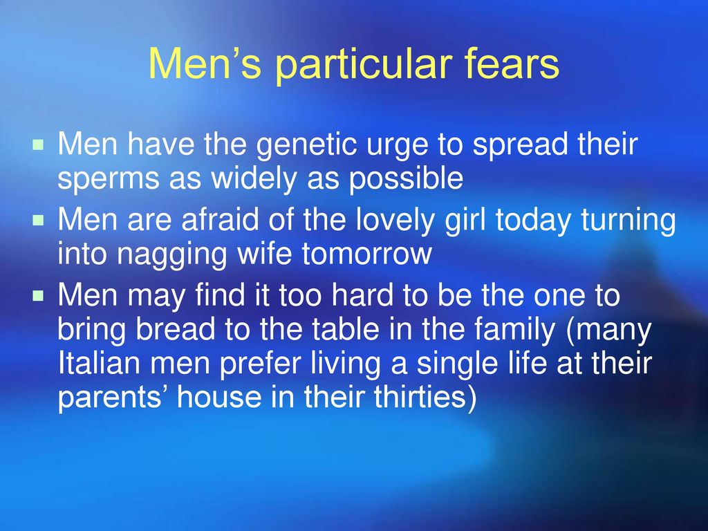 Men’s particular fears