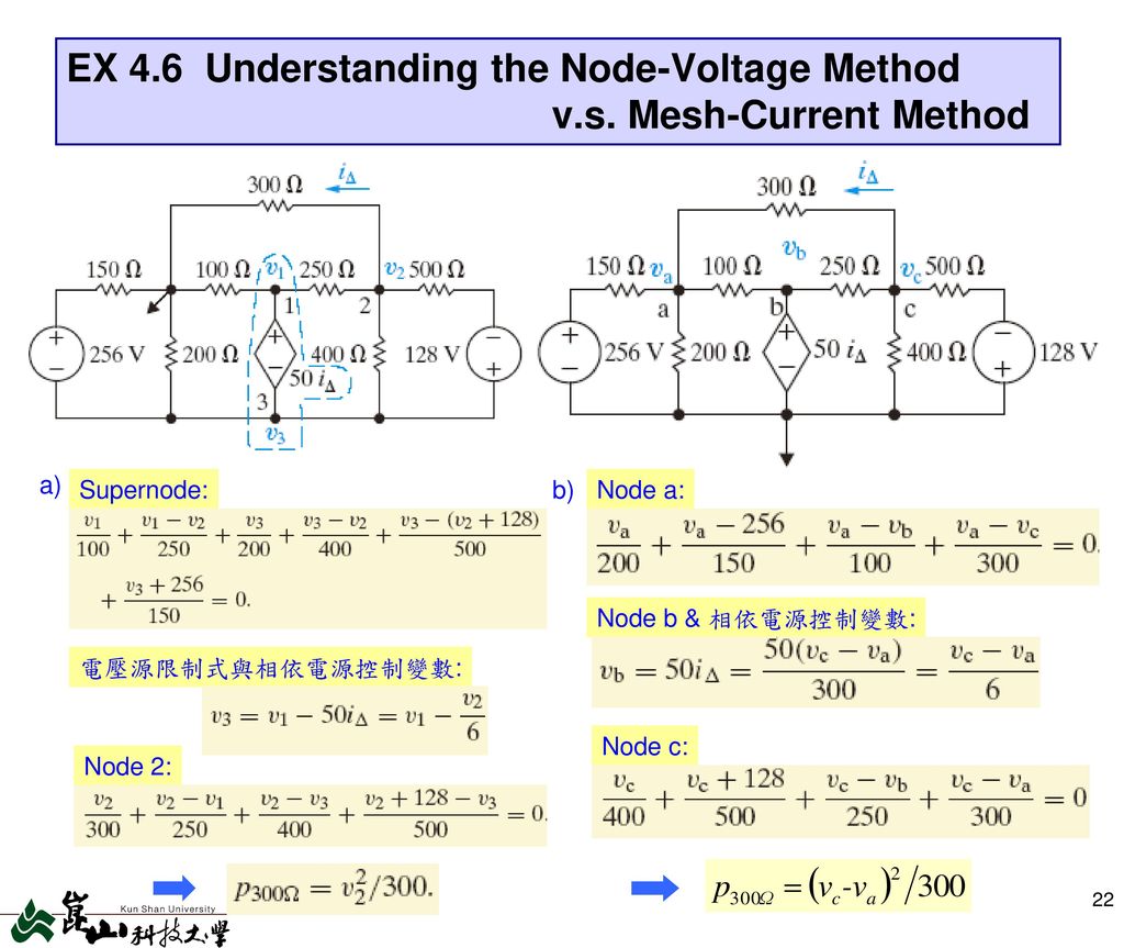 EX 4.6 Understanding the Node-Voltage Method v.s. Mesh-Current Method