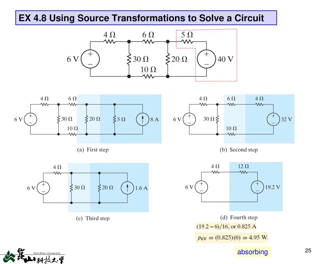 EX 4.8 Using Source Transformations to Solve a Circuit