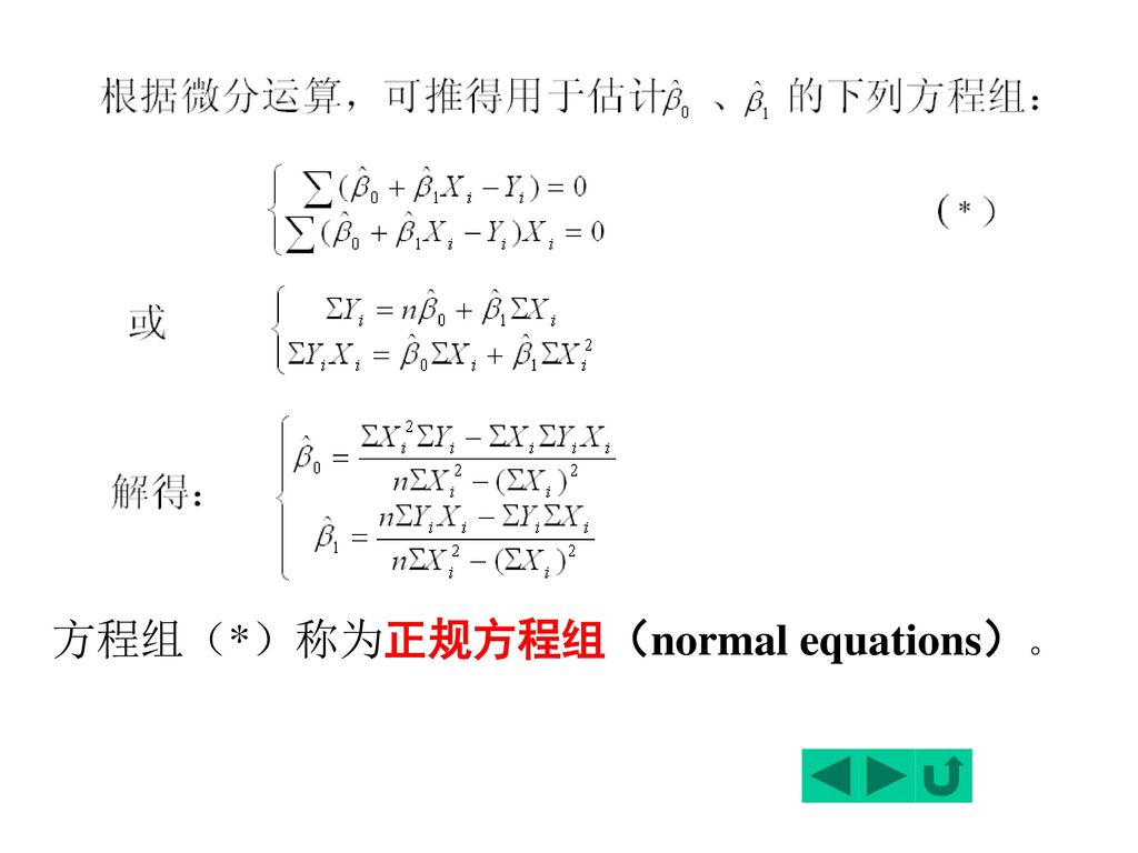 方程组（*）称为正规方程组（normal equations）。