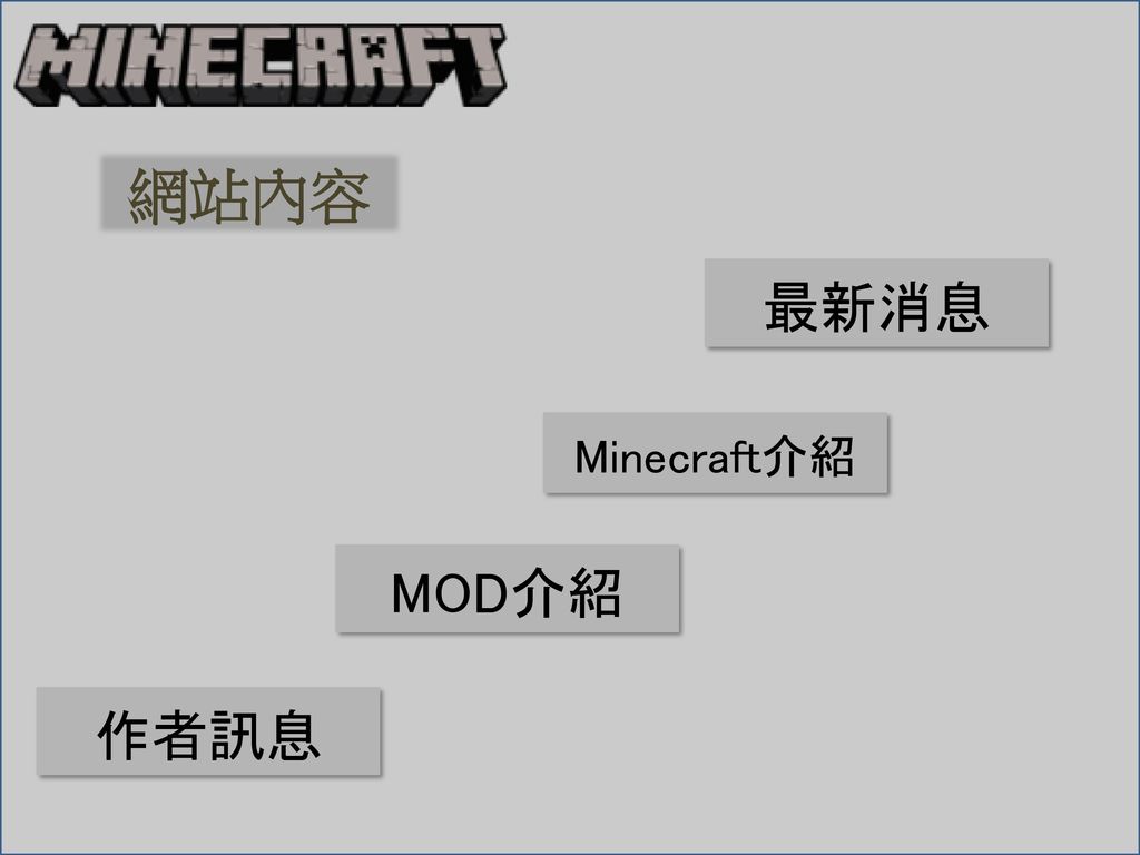 網站內容 最新消息 Minecraft介紹 MOD介紹 作者訊息